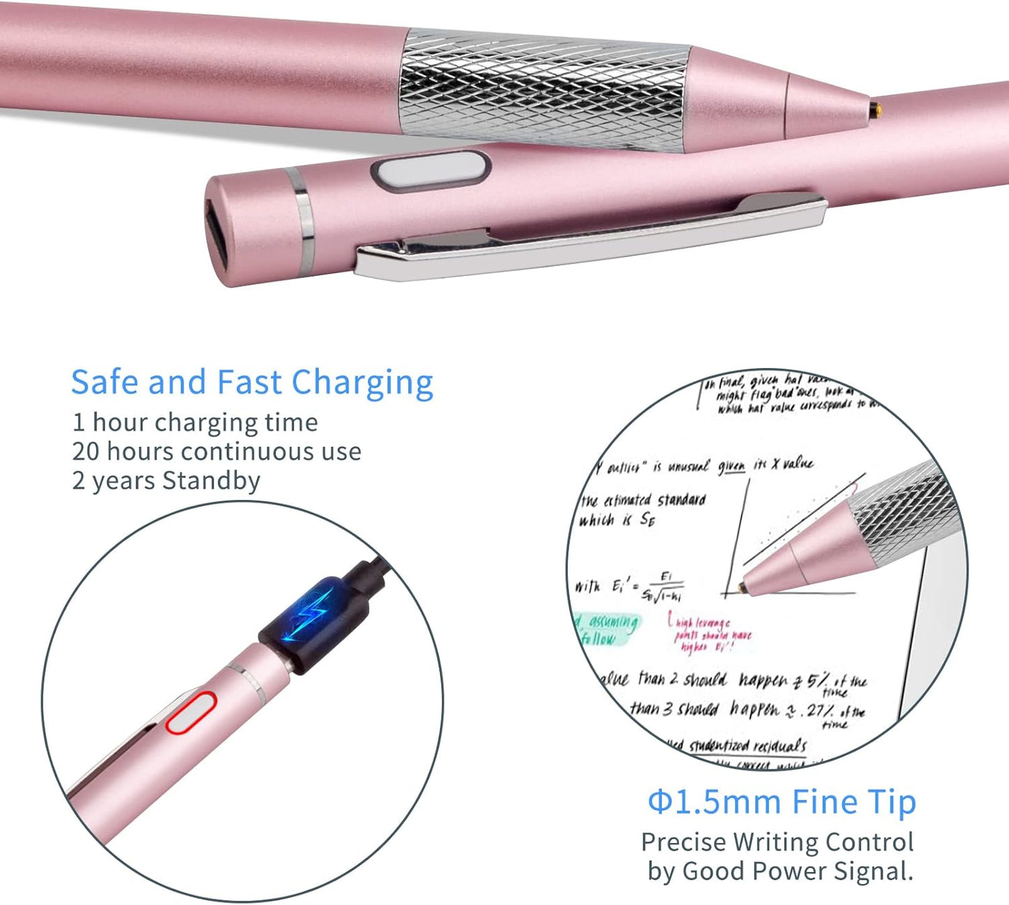 Pencil Stylus for iPhone 15/14/13/12/X Pro Max, Minilabo Touch Screens Active Stylus Digital Pen (Pink)