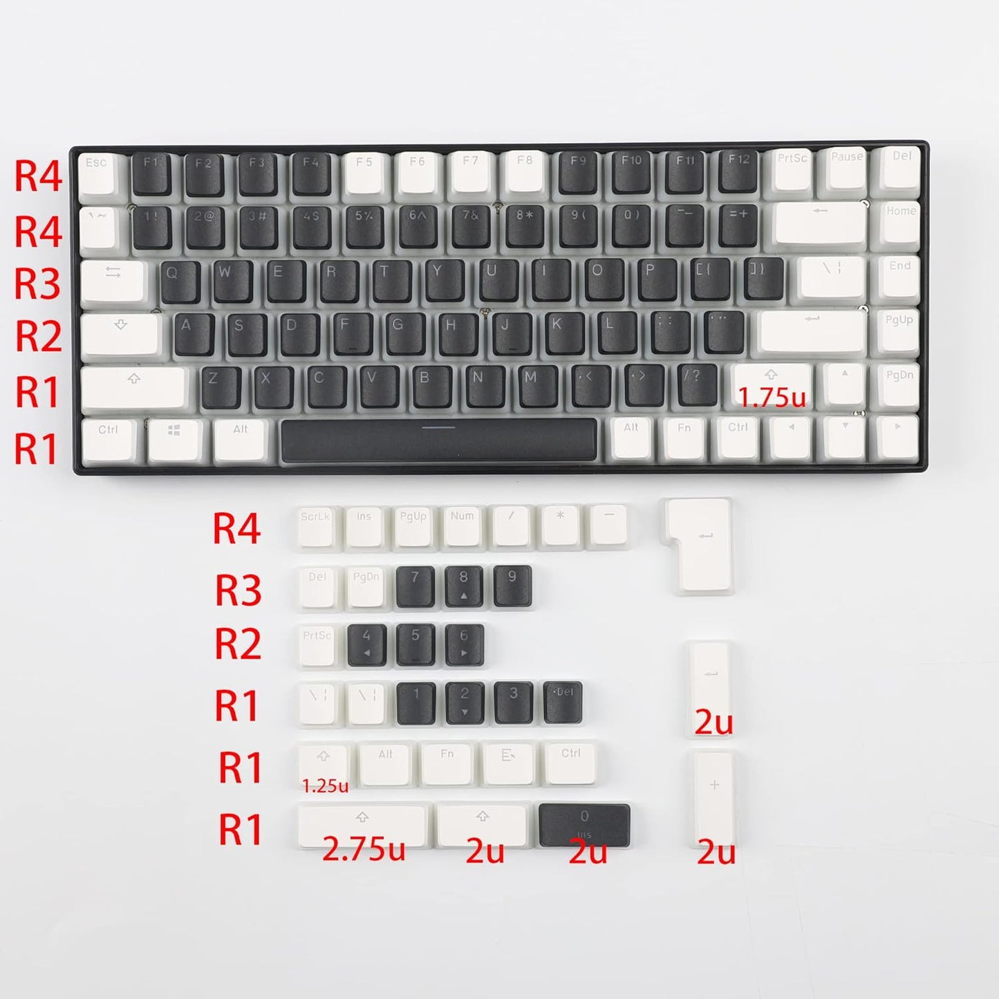 YMDK 117 PBT Double Shot Keycaps, ANSI ISO OEM Profile Pudding Keycaps for MX Mechanical Keyboard 61 68 87 104