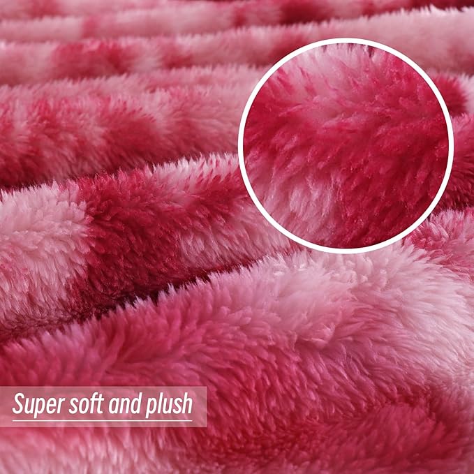 Exclusivo Mezcla Plush Fuzzy Fleece Throw Blanket Extra Large, Super Soft, Fluffy and Warm Blankets for Couch, Bed, Suitable for All Seasons (50x70 Inches, Tie Dye Pink)