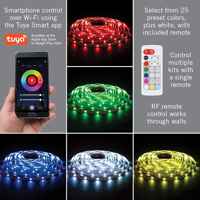 Armacost Lighting 423500 RibbonFlex Home 16ft. RGB+W Smart LED Tape Light Kit, Multi-Color and White