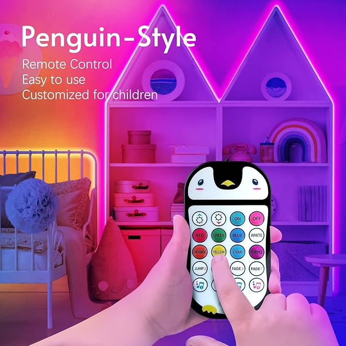 TJOY 100ft Kids LED Strip Lights with 20 Key Child Remote, Multi-Color RGB Rope Lighting, Color Changing LED Light Strip for Bedroom, Tape Lighting for Room Decor Aesthetic, TV, DIY(50ft*2)