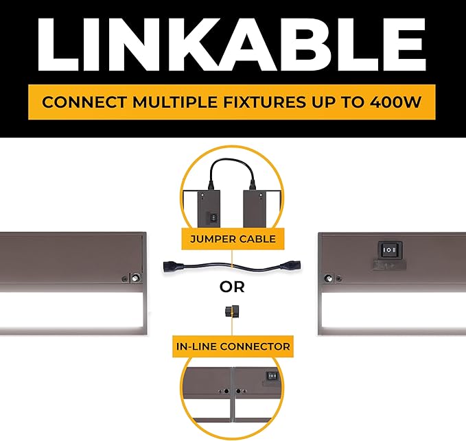 LED Under Cabinet Lighting Hardwired - 3CCT 32 Inch Bronze Finish - Undercabinet Lights for Kitchen - Linkable Undercounter Dimmable Plug in Light or Hard Wired - Under Counter Fixture Direct Wire