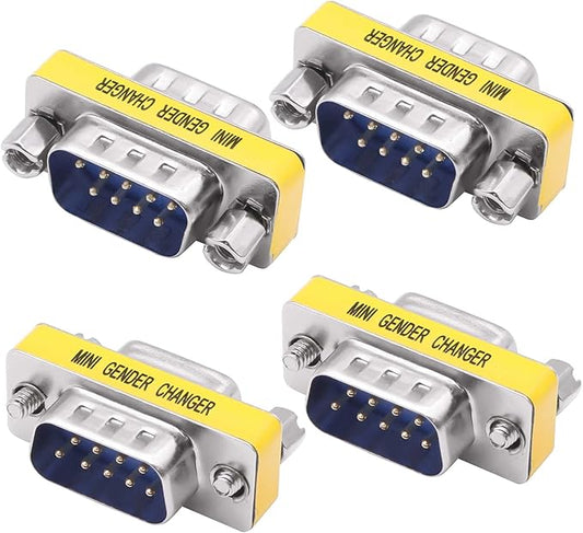 DB9 Gender Changer Solderless Connector Male to Male Adapter Mini RS232 D-SUB 9 Pin Serial Cable Coupler-4pcs
