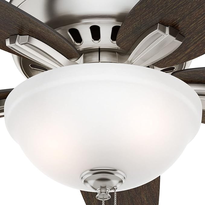 Hunter Fan Company, 51082, 42 inch Newsome Brushed Nickel Low Profile Ceiling Fan with LED Lights and Pull Chain