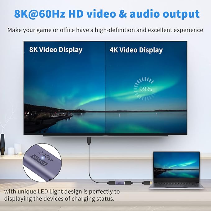 Poyiccot USB C Female to Female Adapter, USB C Coupler 240W Power Delivery, 40Gbps Type C Extender Adapter with 8K@60Hz Video Compatible for iPad, MacBook,Thunderbolt 4/3, (2Pack)