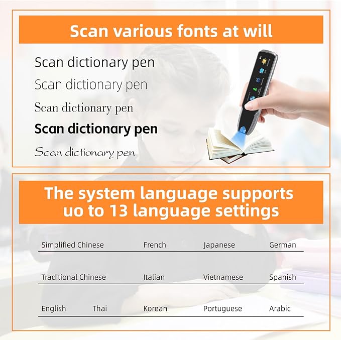 Translation Pen, OCR Digital Reading Pen with 112 Language, Translation Device with 3.69 Inch Touch Screen, Smart Pen for Instant Voice Translator for Study, Travel, Business
