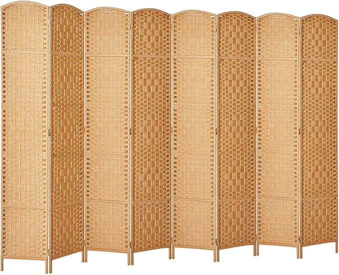 Rose Home Fashion Room Divider, 6 ft Tall Room Dividers and Folding Privacy Screens, 16in Privacy Screen 8 Panel Light Beige Space Temporary Wall Foldable Partition Separation
