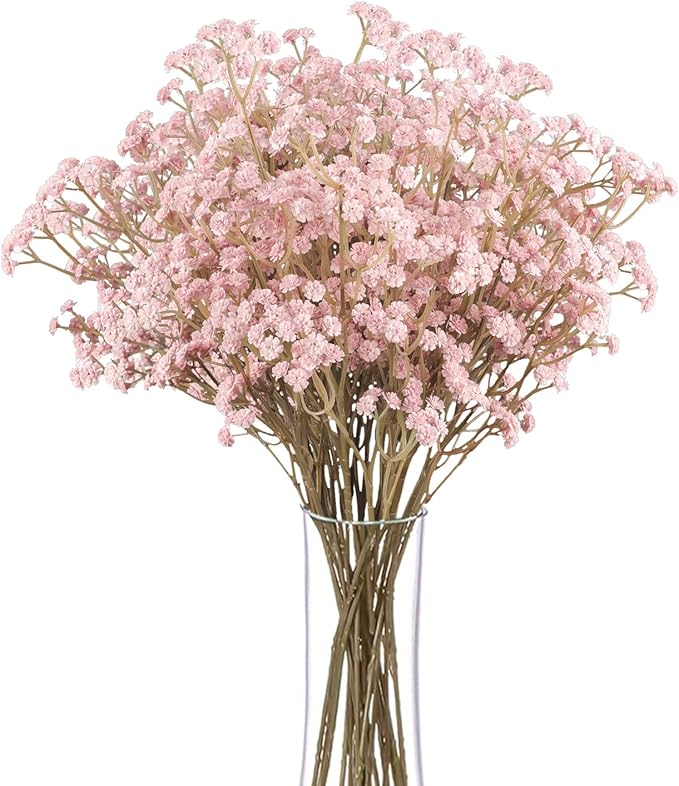 N&T NIETING10 PCS Babys Breath Artificial Flowers Fake Babys Breath Flowers Artificial Bulk Dusty Pink Gypsophila Bouquets Real Touch Faux Flowers for Wedding Floral Arrangement Party Home Decoration
