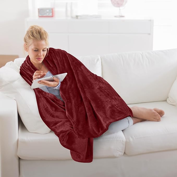 Utopia Bedding Fleece Blanket Throw Size Burgundy 300GSM Luxury Anti-Static Fuzzy Soft Microfiber Blanket for Couch, Sofa and Bed (60x50 Inch)