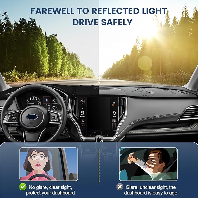 Dashboard Cover Mat Custom Fit for Subaru Outback 2020 2021 2022 2023 2024 2025 Dash Cover Nonslip Dash Mat Protector Sunshade No Glare Black