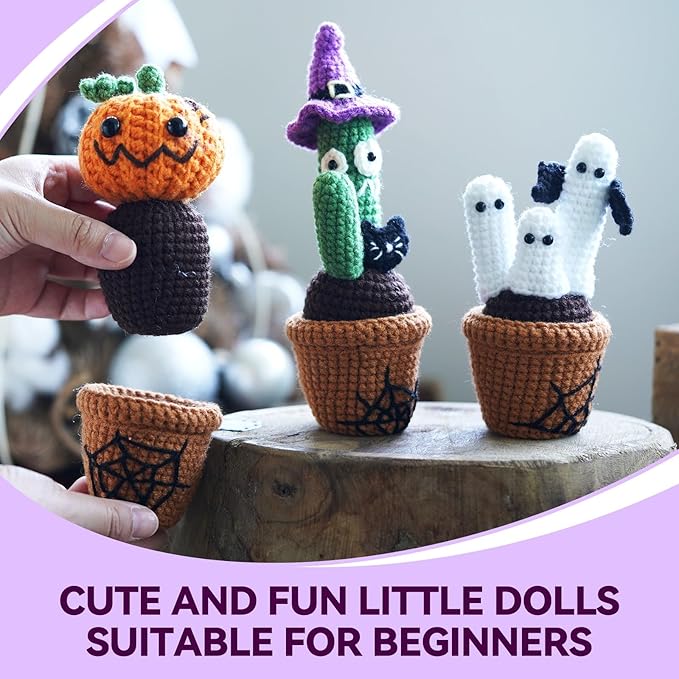 Wizardi Amigurumi DIY Crochet Kit - Halloween Plants with Ghost F07N8-M226