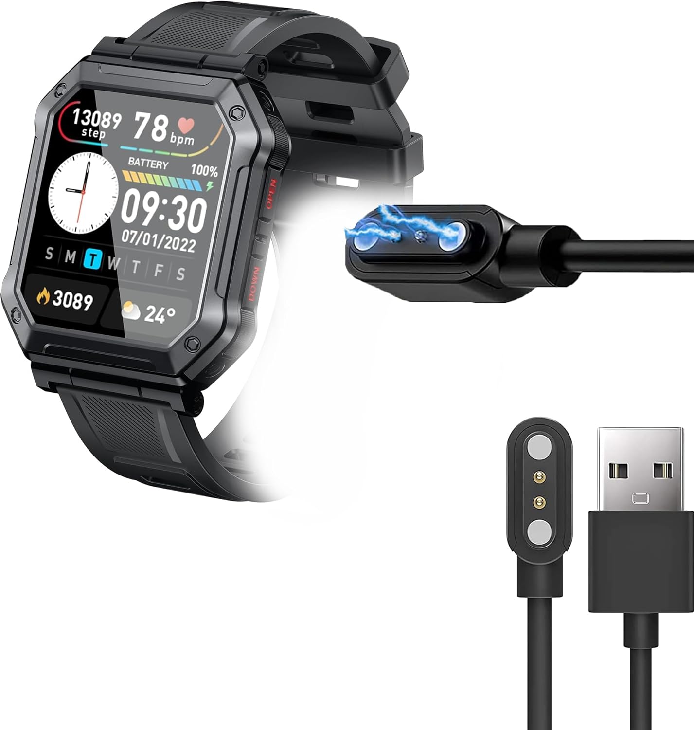 Magnetic USB Charging Cable for Kimeag H31 Smartwatch, Replacement Charger Cable for Kimeag H31 1.91 Inches
