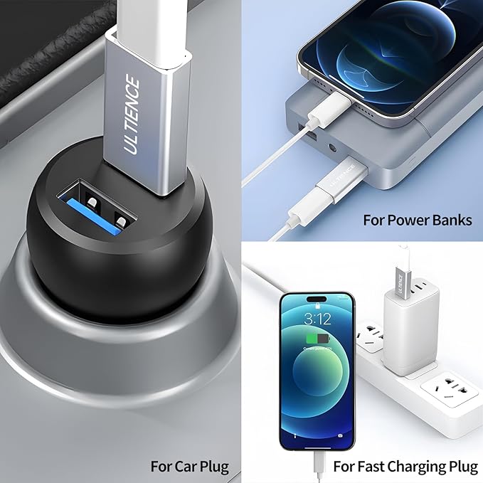 [10Gbps] One-Sided High-Speed USB 3.2 Gen 2 Adapter - USB C Female to USB A Male - Unleash 10Gbps Data Transfer & 60W Fast Charging Power for iPhone 15 Plus Pro Max, iPad, Laptop