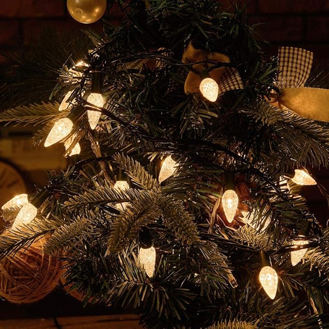Twinkle Star C6 Christmas String Lights, 50 LED 17ft Battery Operated Fairy Lights with 8 Lighting Modes, Indoor Outdoor Waterproof Lights for Patio Garden Party Wedding X-mas Decoration, Warm White