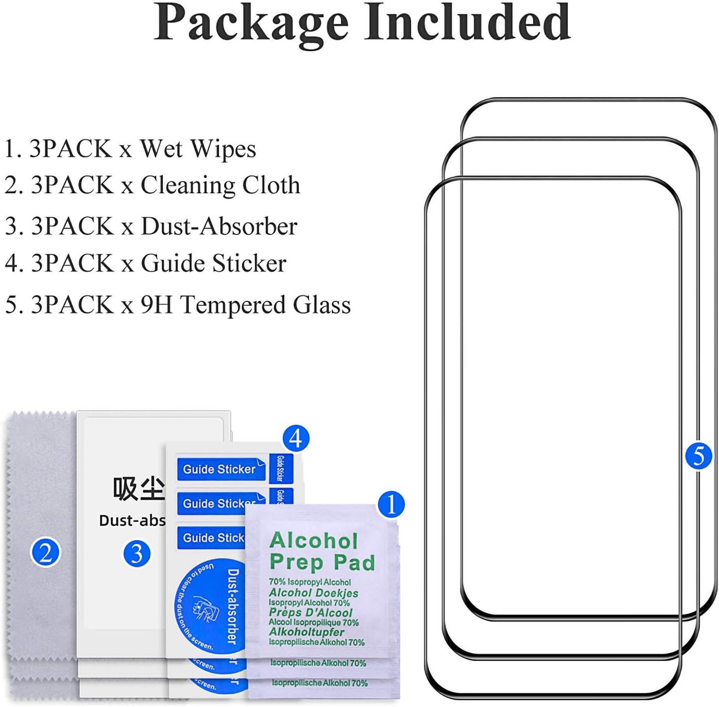 Samsung A51 Screen Protector [3 Pack], Compatible with Galaxy A52, Tempered Glass, Bubble-Free, Black