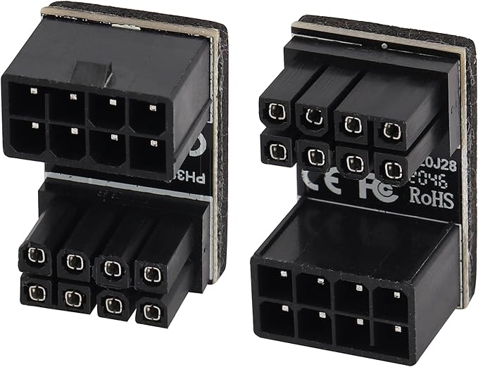 2Pack 180 Degree ATX 8Pin Female to Male Connector U Type PCI 8 Pin to 8 Pin PCI Express Video Card Power Adapter for Desktop Graphics Card GPU