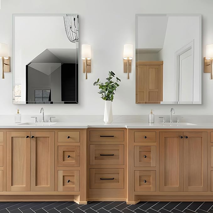 24"x30" Frameless Rectangle Wall Mirror with 1 inch Beveled Edge for Bathroom Vanity