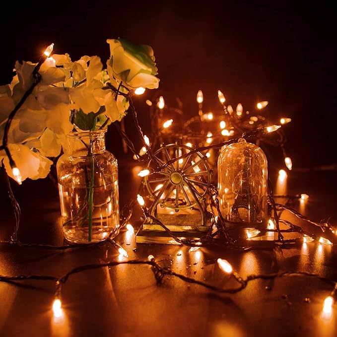 Orange LED Outdoor Halloween Lights, Halloween Decorations, 39 FT 100 LED Mini Lights with 8 Lighting Modes,Connectable String Light Plug in for Garden Patio Party Haunted House Ghost Holiday Decor