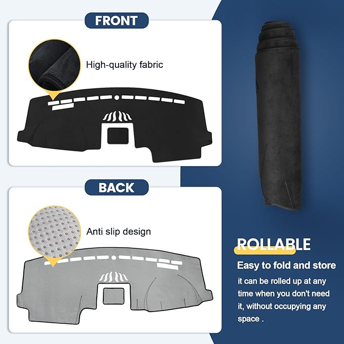 Dashboard Cover Mat Custom Fit for 2015-2020 Ford F150 Dash Cover Nonslip Dash Mat Protector Sunshade No Glare Black