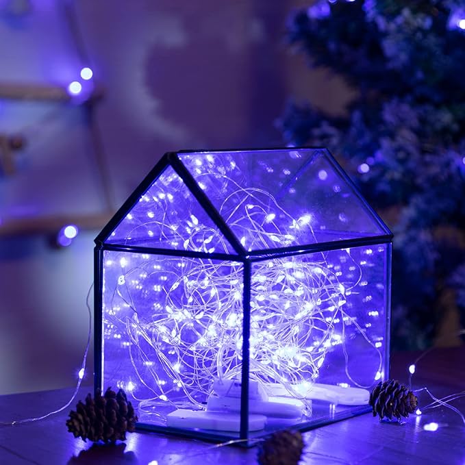 12-Pack LED Fairy Lights 7 Feet Battery Powered Waterproof Silver Wire 20 Slim Copper Wire Pastel Lights for DIY Wedding Party Bedroom Patio Easter Christmas (Blue)
