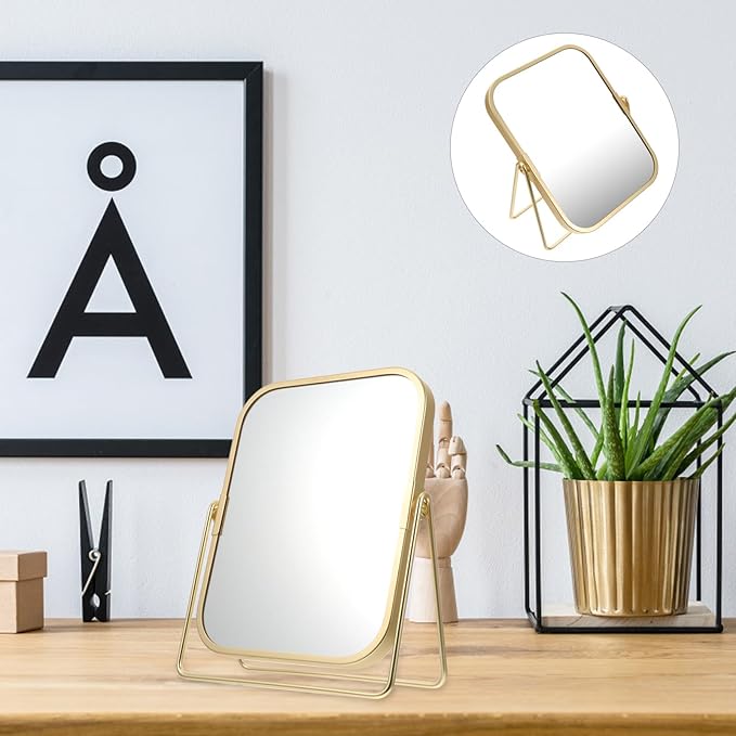 Mipcase Makeup Mirror, 360 Degree Swivel Vanity Mirror Portable Table Make Up Mirror for Bedroom Bathroom