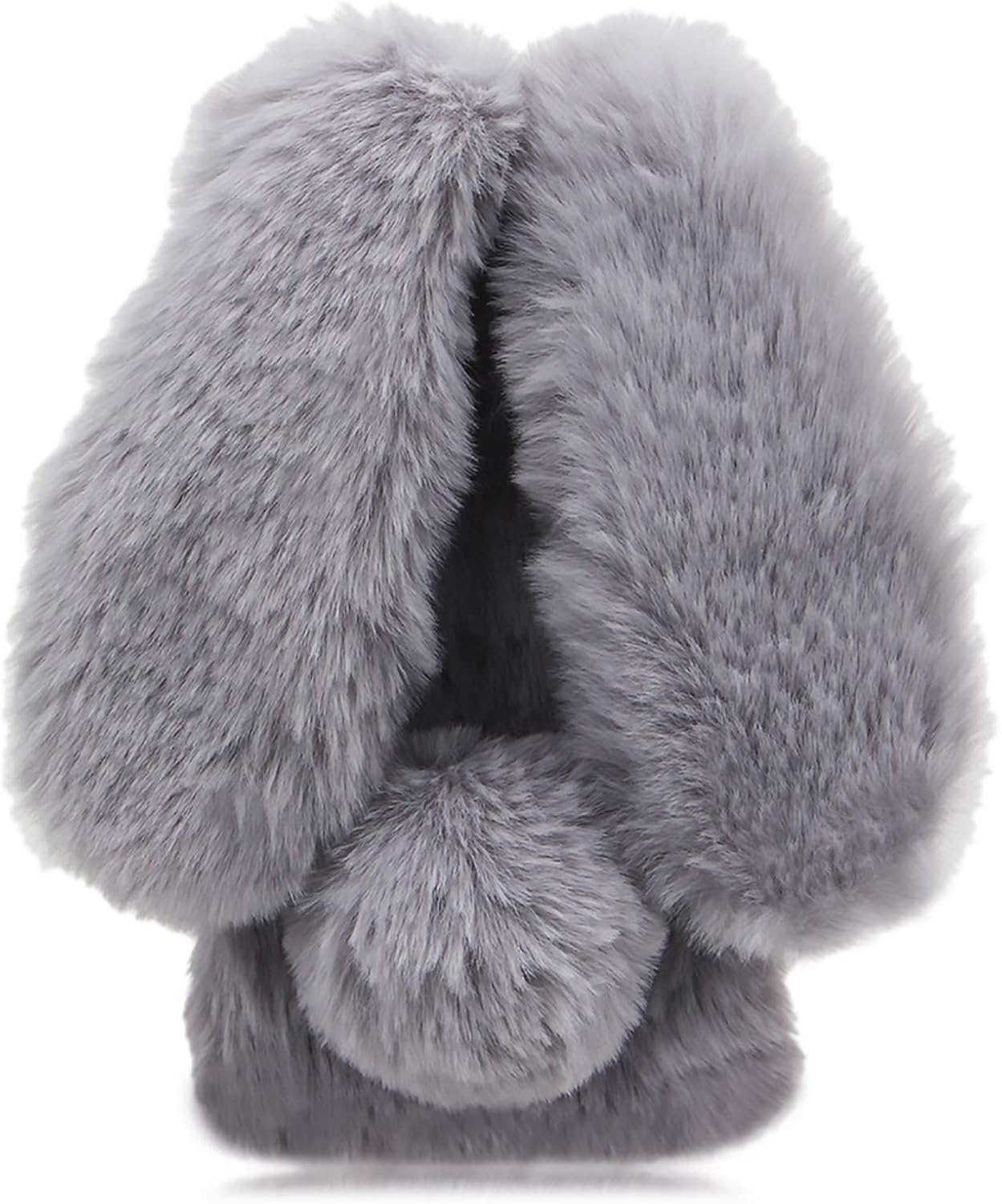 Rabbit Case for LG Stylo 6, Cute 3D Bunny Ears Soft Furry Hairball Protective Skin Cover for Women Girls - Grey