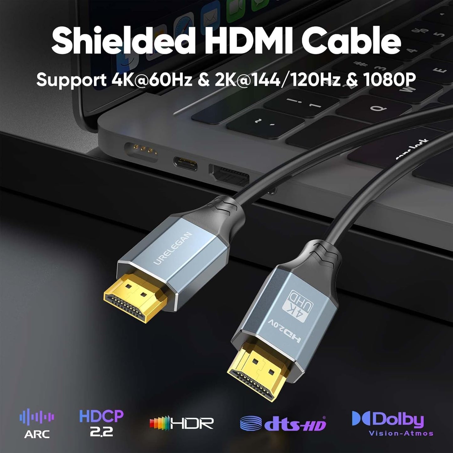 1FT 2-Pack,1Feet 2.0 4K 12 inch 3D, 2.2 PS4/PS5, Short HDMI Cable HDMI Cable Short High Speed HDMI Shielded Cord