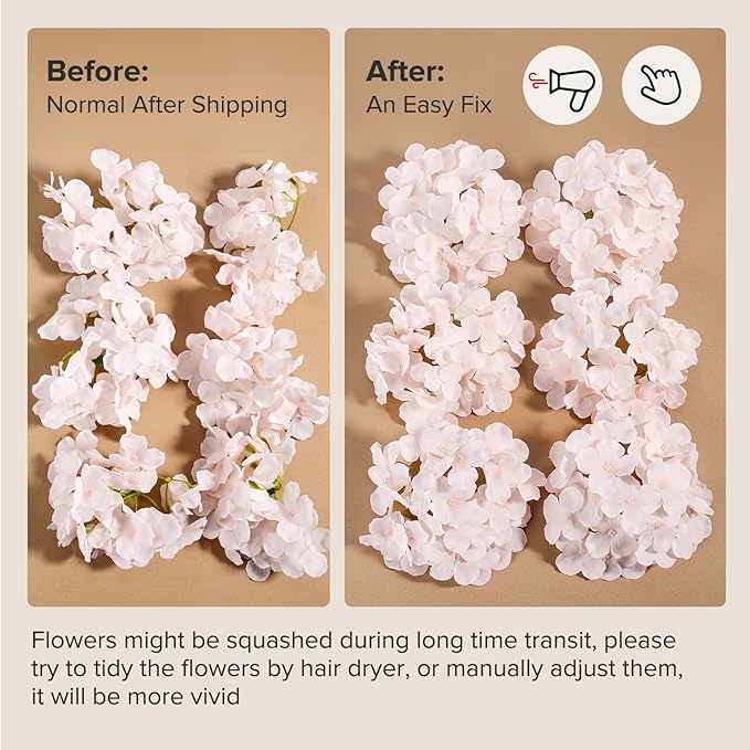 Auihiay 64pcs Hydrangea Artificial Flowers, Silk Hydrangea Heads with Stems, Pink Hydrangea Flowers for DIY Wedding Centerpiece Baby Shower Home Party Decor (Pink)