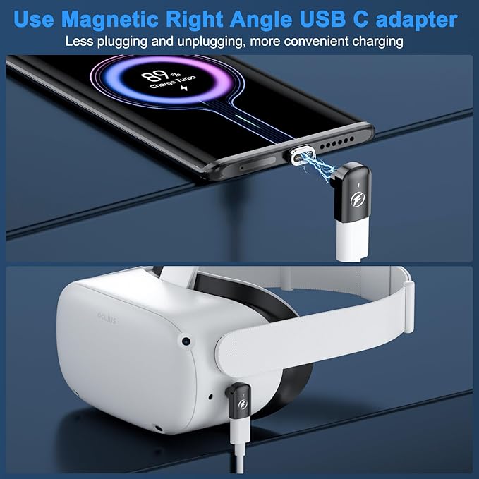 USB C Magnetic Adapter, (2 Pack) Right Angle Magnetic USB C Adapter 24 Pins with PD 140w Charge USBC 4 40Gbps 8K 60Hz for Thunderbolt 3/4, MacBook Pro/Air, Swtich and More Type C Devices