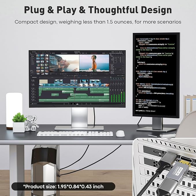 HDMI to DisplayPort Adapter (4K 60Hz,1080p 120Hz) Uni-Directional HDMI Male to DP Female Converter [2 Pack] for Monitor Compatible with GPU,Laptop,AMD,NVIDIA,PS5,Xbox More