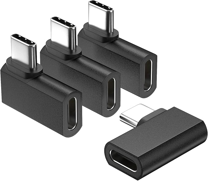 UseBean USB-C 90 Degree Adapter 4Pack, USB C Right Angle Adapter, 100W 20Gbps 4K Video, USBC Male to Female USBC L Shape Extender, for iPhone 16, MacBook, ROG Ally, Steam Deck, Switch, Galaxy S25