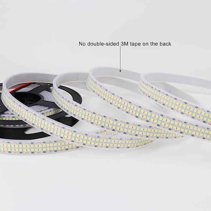 LED Strip Lights Cold White 6500K 16.4ft/5M Double Row 2835 SMD 2400LEDs DC 24V Daylight Bright Dimmable Flexible LED Tape Light Waterproof IP67 Outdoor Lighting(No Adapter and Dimmer)