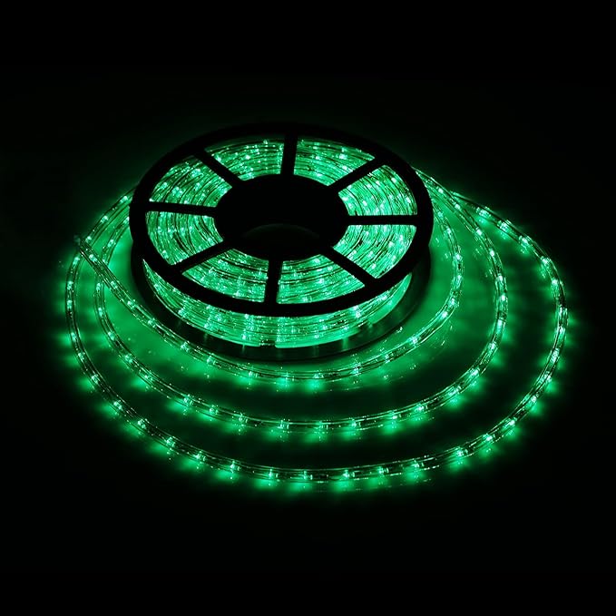 Green LED Rope Lights, 1080 LEDs Waterproof Rope Lights, 110V Cuttable Connectable Rope Lights Waterproof Decorative Lighting for Indoor/Outdoor, Patio, Halloween and Christmas Decorations