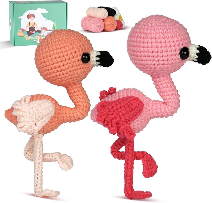 Wizardi Amigurumi DIY Crochet Kit - Flamingos F07N8-M205