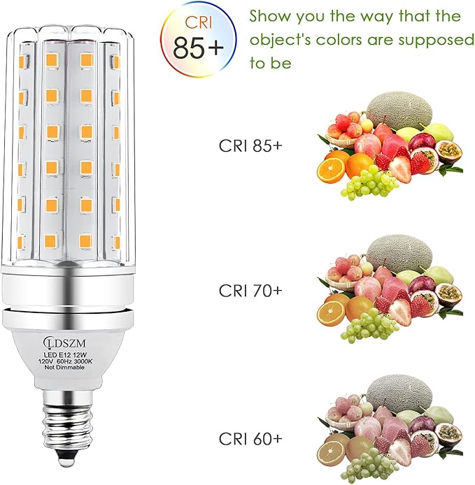 E12 LED Bulbs,12W LED Corn Light Bulb, E12 LED Bulb 100W Equivalent 1200 Lumen 3000K Warm White, Non-Dimmable LED Candelabra Light Bulbs, E12 Candelabra Base Chandelier Light Bulbs, Pack of 3