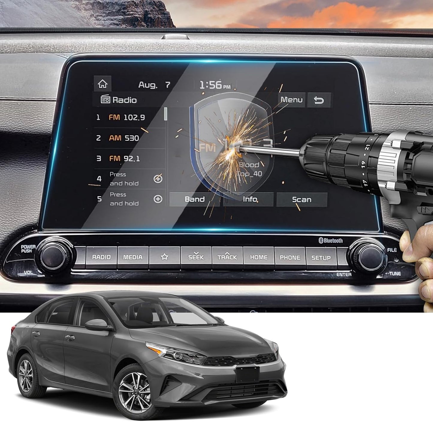 Yee Pin Screen Protector for Kia Forte 8' Touchscreen Display, 9H Tempered Glass Compatible with 2019-2024 Forte Models