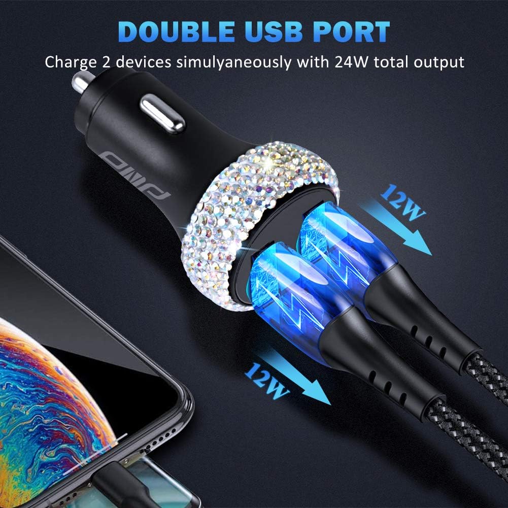 Dual USB Car Charger Quick Charge 3.0 - Fast Charging Adapter Compatible for iPhone 11/11 Pro/Max and Samsung S10