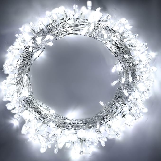 String Lights, 42ft Battery Operated String Lights, 120 Led IP65 Waterproof Outdoor Fairy Light with Timer 8 Modes for Bedroom,Garden,Party,Xmas Tree Indoor Outdoor Decorations, Cool White