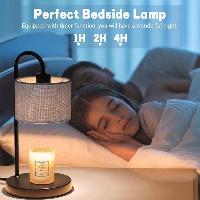 Candle Warmer Lamp with Timer, Dimmable Candle Wax Warmer Electric Candle Lamp for Scented Candles with 2 Bulbs, House Warming Gifts Christmas Gifts for Women Bedroom Home Decor - Gray
