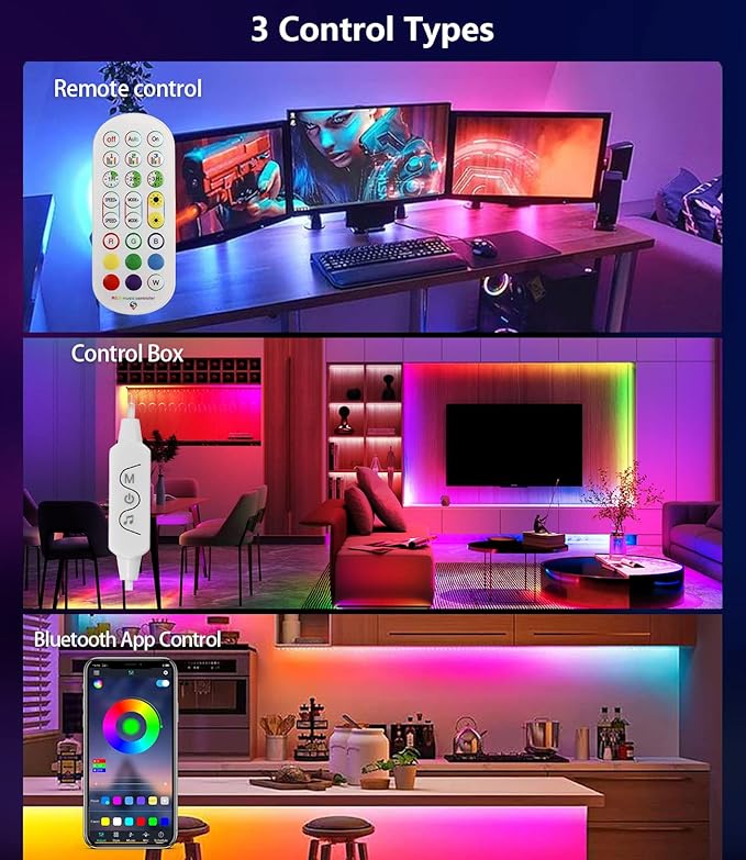 Daymeet Led Lights for Bedroom, 33ft Led Chasing Effect Dream ICRGB Light Strip, USB Smart Light Strips APP Control Music Sync Color Changing Led Strip Lights with Remote for Home christmas Decoration
