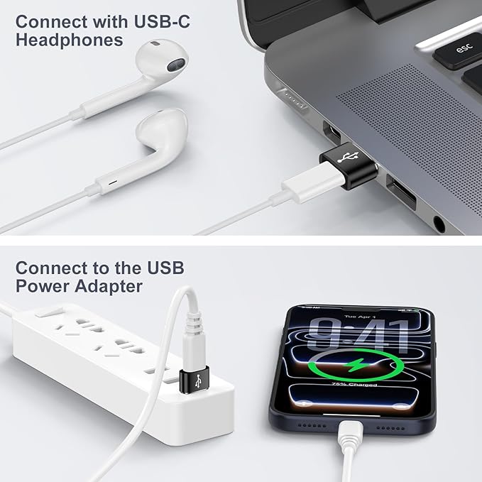 USB to USB C Adapter, 4Pack USB C Female to A Male OTG Adapter,Type C Converter Charger for Samsung Galaxy A17 A16 A15 A14 S26 S25 Ultra S24 S23 S22 S21 S20 iPhone 17 Pro Max 16 15 14 13 12 11,iPad