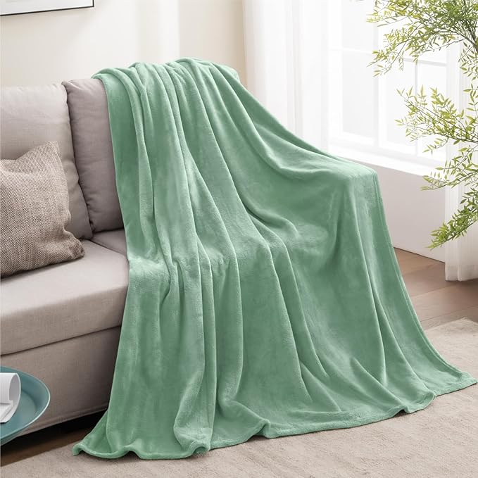 BEDELITE Fleece Blanket Twin Size Dusty Green Throw Blankets for Couch & Bed, Luxury Plush Cozy Fuzzy Blanket 60x80 inches, Super Soft Warm Lightweight Throw Blanket for Travel Camping