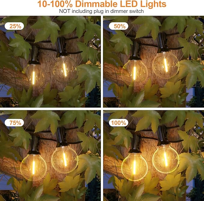 GPATIO Outdoor String Lights, 60FT Waterproof Patio Lights with 32 Hanging Light Globe G40 Bulbs, 2700k Shatterproof for Backyard Gazebo Porch Garden Commerical Outside Decor