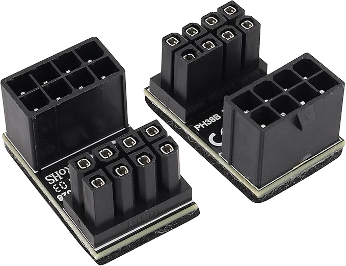 2Pack 180 Degree ATX 8 Pin Graphics Card Power Supply Adapter U Type 180 Degree Angled 8Pin Female to 8pin Male Power Connector for Desktops Graphics Card(Up/8 Pin)