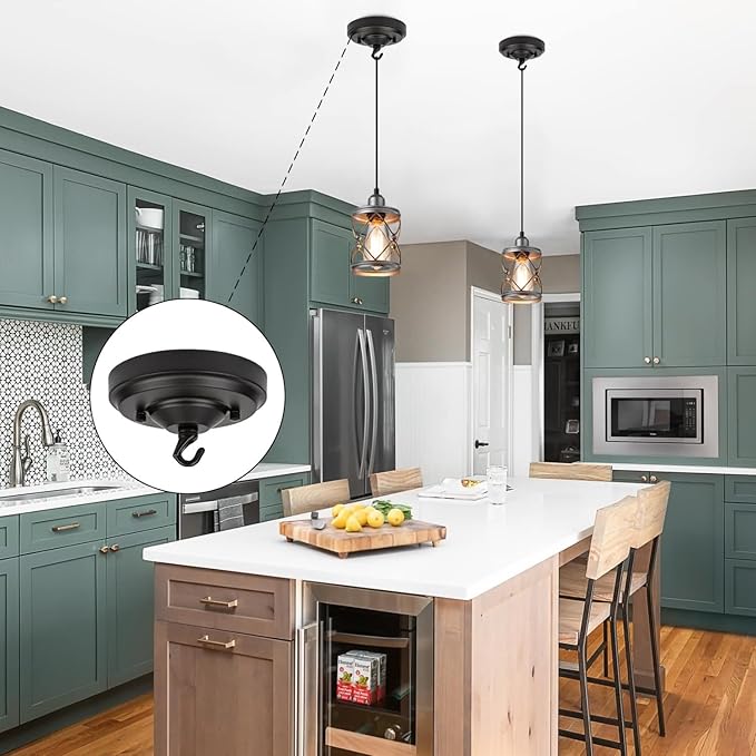 Light Canopy Kit, 6IN Chandelier Kit with Hook, Matte Black Ceiling Metal for Pendant Light, Chandelier, Grow Plant, Max Load 33LBS