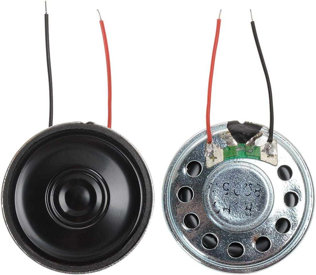 YXQ 0.5W 8 Ohm Micro Internal Speaker, 30mm Dia Round Metal Shell with Wire for PC Laptop DVD/EVD (4Pcs)