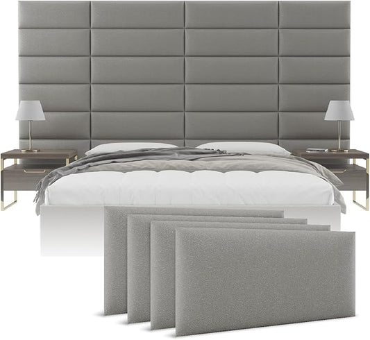 Vänt Upholstered Wall Panels - King/Cal King Size Wall Mounted Headboards - Zigrino Mineral - Twin/King - Set of 4 Panels (Each Individual Panel 39"x11.5")