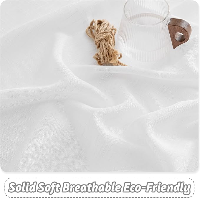 RYB HOME White Kitchen Curtains - Linen Textured Sheer Curtains Light Filtering Privacy Window Drapes Soft Airy Breathable Draperies for Bedroom, RV Camper, Nursery, Cafe, W 52 x L 36 inch, 2 Panels