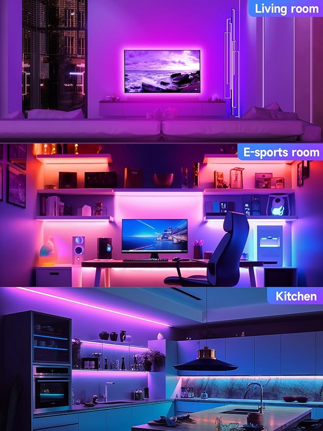 GIPOYENT TV LED Lights, 13.1Ft LED Lights for 40-65 Inch, TV Behind with Bluetooth Function - RGB Color Changing Light Strip for Home Theater(13.1ft)