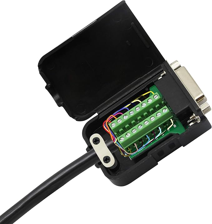 CERRXIAN DB15 Breakout Connector, Serial Female to DB15 Screw Terminal Signal Module with Plastic Case & Accessories (Black)